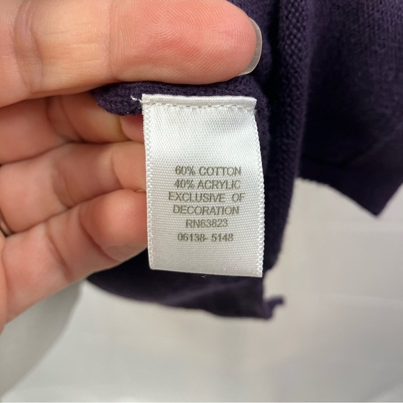 Isabella Rodriguez Hand Embroidered 3/4 sleeve Cowl Neck Purple Sweater 1X - Picture 9 of 15